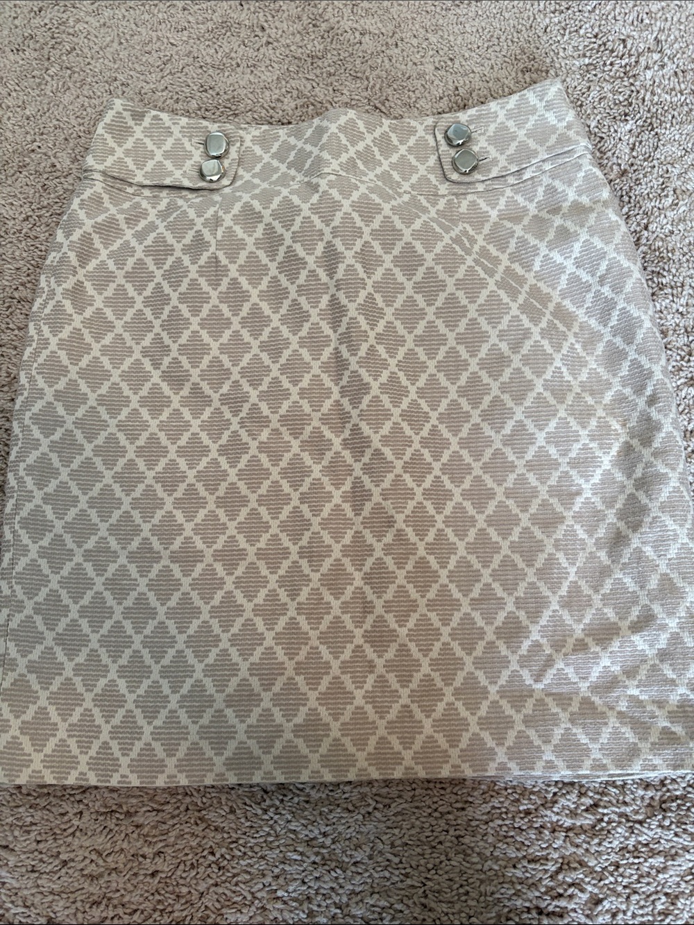 Banana Republic Beige Cream Diamond-Pattern Pencil Skirt